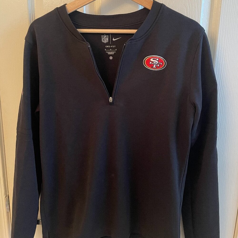 Womens Black Nike San Francisco 49ers DriFit Long Sleeve Quarter Zip Top- Medium